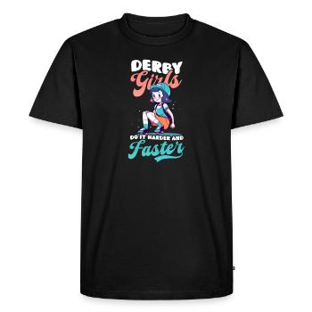 Roller Derby Roller Girls Do Harder And Faster - Men's Premium Organic T-Shirt - black - Front - Nico (187cm)