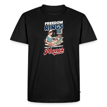 Patriotic Nurse Freedom Rings And Emergency Phones - Men's Premium Organic T-Shirt - black - Front - Nico (187cm)