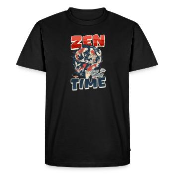 Koi fish Zen jusqu’à l’heure du repas - T-shirt Premium bio Homme - noir - Devant - Nico (187cm)