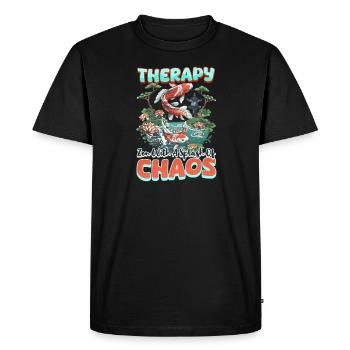 Koi Fish Therapy: Zen with a Splash of Chaos - Men's Premium Organic T-Shirt - black - Front - Nico (187cm)