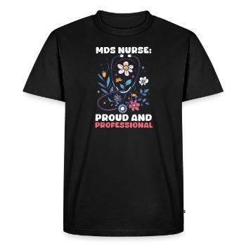 Infirmière MDS Infirmière MDS : fière et professionnelle - T-shirt Premium bio Homme - noir - Devant - Nico (187cm)