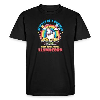 Lama Alpaga Toujours Être Lamacorn - T-shirt Premium bio Homme - noir - Devant - Nico (187cm)