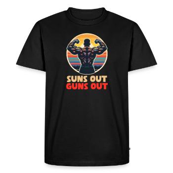 Fléchir les biceps Soleils, armes à feu - T-shirt Premium bio Homme - noir - Devant - Nico (187cm)