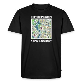 Aficionado de la sauce piquante Pepper Pilgrim : un jour épicé - T-shirt Premium bio Homme - noir - Devant - Nico (187cm)