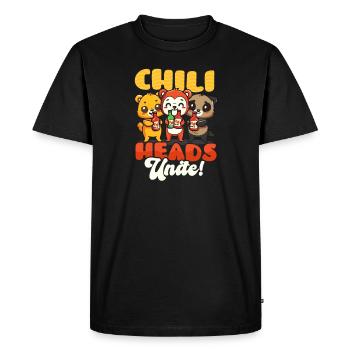 Les têtes de chili des amateurs de sauce piquante s’unissent ! - T-shirt Premium bio Homme - noir - Devant - Nico (187cm)