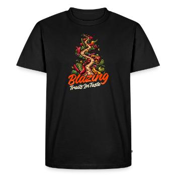 L’aficionado de la sauce piquante ouvre la voie au goût - T-shirt Premium bio Homme - noir - Devant - Nico (187cm)