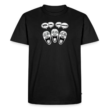 Théâtre d’improvisation Oui, et... Plus de rires - T-shirt Premium bio Homme - noir - Devant - Nico (187cm)