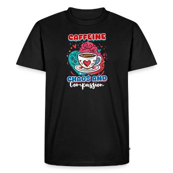 Infirmière aux urgences Caféine, chaos et compassion - T-shirt Premium bio Homme - noir - Devant - Nico (187cm)