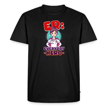 Infirmière urgente : Héros de tous les jours - T-shirt Premium bio Homme - noir - Devant - Nico (187cm)
