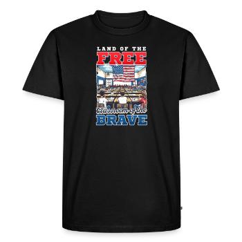 Enseignant patriotique Terre de classe gratuite de brave - T-shirt Premium bio Homme - noir - Devant - Nico (187cm)