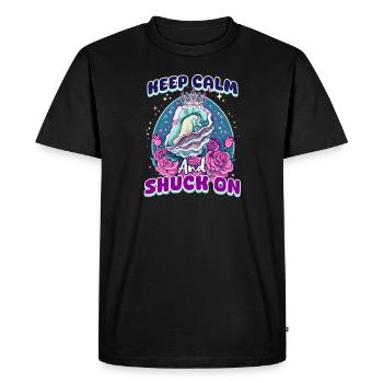 Oyster Keep Calm And Shuck On - Men's Premium Organic T-Shirt - black - Front - Nico (187cm)