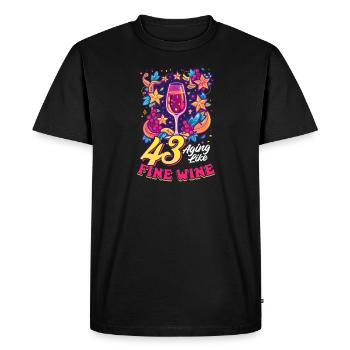 43rd Birthday 43 - Aging Like Fine Wine - Men's Premium Organic T-Shirt - black - Front - Nico (187cm)