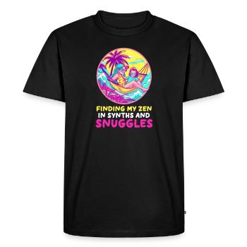 EDM Rave Mom : Trouver mon zen dans les synthés et les câlins - T-shirt Premium bio Homme - noir - Devant - Nico (187cm)