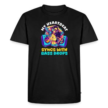 EDM Rave Mom My Heartbeat se synchronise avec des gouttes de basse - T-shirt Premium bio Homme - noir - Devant - Nico (187cm)