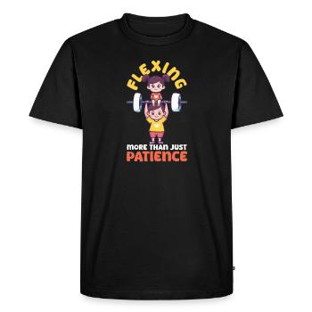 Bodybuilding Mom Flexing More Than Just Patience - Men's Premium Organic T-Shirt - black - Front - Nico (187cm)