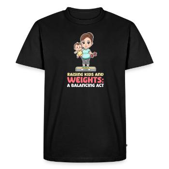Bodybuilding Mom Raising Kids and Weights - Men's Premium Organic T-Shirt - black - Front - Nico (187cm)