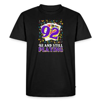 92e anniversaire 92 ans et toujours en cours - T-shirt Premium bio Homme - noir - Devant - Nico (187cm)