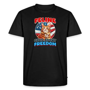 4 juillet Chat Félin Bon À propos De La Liberté - T-shirt Premium bio Homme - noir - Devant - Nico (187cm)