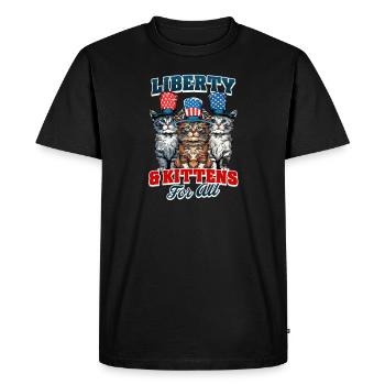 4 juillet Chat Liberté et chatons pour tous - T-shirt Premium bio Homme - noir - Devant - Nico (187cm)