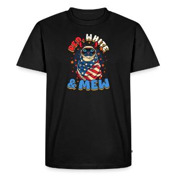 4 juillet Chat rouge, blanc - T-shirt Premium bio Homme - noir - Devant - Nico (187cm)