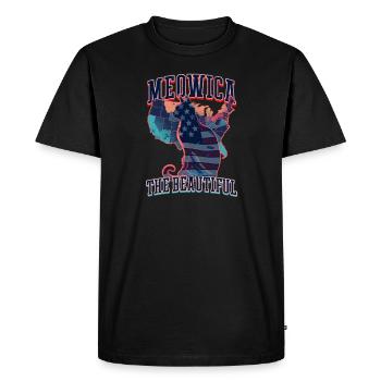 4 juillet Chat Meowica le Beau - T-shirt Premium bio Homme - noir - Devant - Nico (187cm)