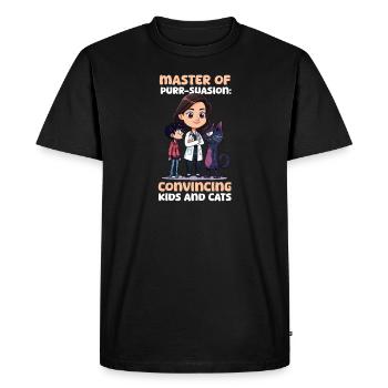 Maman vétérinaire maître de la persuasion ronronnante - T-shirt Premium bio Homme - noir - Devant - Nico (187cm)