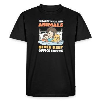 Les animaux vétérinaires maman enfants ne gardent jamais les heures de bureau - T-shirt Premium bio Homme - noir - Devant - Nico (187cm)