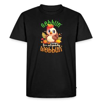 Pregnancy Announcement Gobblin Already Wobblin - Men's Premium Organic T-Shirt - black - Front - Nico (187cm)