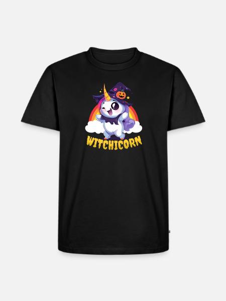 Halloween Einhorn Hexenbock - Männer Premium Bio T-Shirt - Schwarz