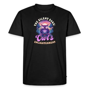 Hibou spirituel Le sage silencieux : L’illumination du hibou - T-shirt Premium bio Homme - noir - Devant - Nico (187cm)