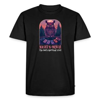 Oracle de la nuit du hibou spirituel Veillée spirituelle du hibou - T-shirt Premium bio Homme - noir - Devant - Nico (187cm)