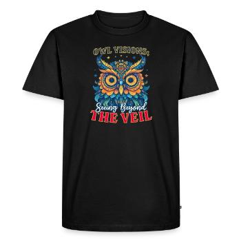 Visions spirituelles de hiboux : voir au-delà du voile - T-shirt Premium bio Homme - noir - Devant - Nico (187cm)