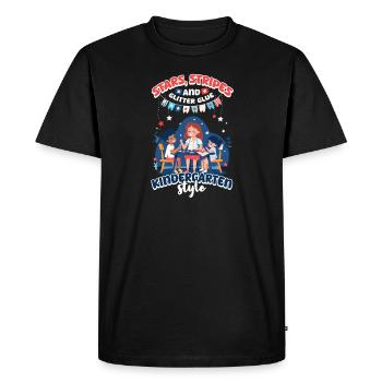 Kindergarten Teacher Stars Stripes Glitter Glue - Men's Premium Organic T-Shirt - black - Front - Nico (187cm)