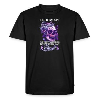 Les cicatrices de violence conjugale que d’autres savent guérir - T-shirt Premium bio Homme - noir - Devant - Nico (187cm)