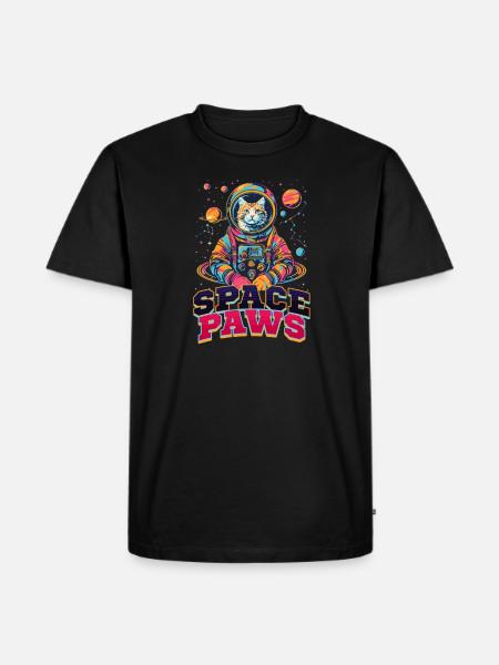 Cat Astronaut Space Paws - Men's Premium Organic T-Shirt - black