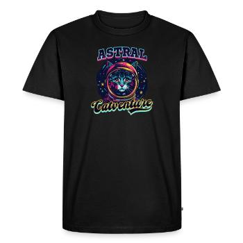 Cat Astronaut Astral Catventure - Men's Premium Organic T-Shirt - black - Front - Nico (187cm)