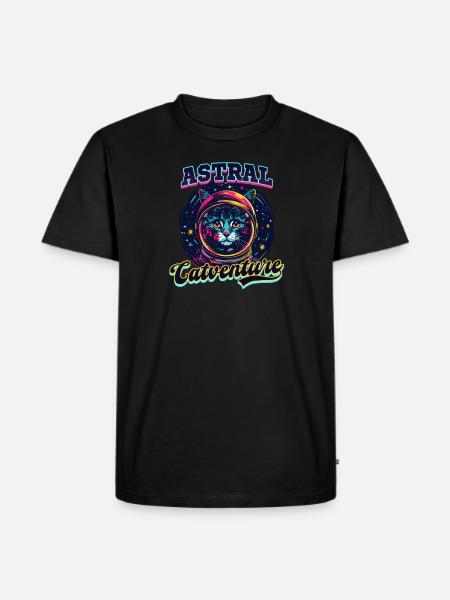Cat Astronaut Astral Catventure - Men's Premium Organic T-Shirt - black