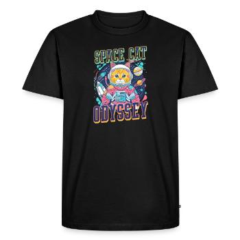 Astronaute de l’espace de l’Odyssée du chat de l’espace - T-shirt Premium bio Homme - noir - Devant - Nico (187cm)
