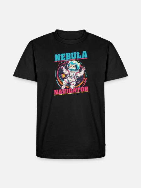 Cat Astronaut Nebula Navigator - Men's Premium Organic T-Shirt - black