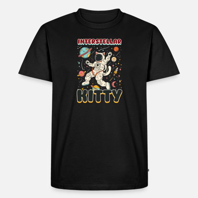 Katze Astronaut Interstellar Kitty - Männer Premium Bio T-Shirt - Schwarz