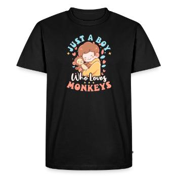 Monkey Lover Loves Monkeys - Men's Premium Organic T-Shirt - black - Front - Nico (187cm)