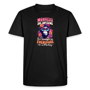 Monkey Lover Monkeys Are Awesome I'm Monkey - Men's Premium Organic T-Shirt - black - Front - Nico (187cm)