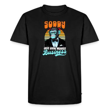 Monkey Lover Sorry Doing Monkey Business - Men's Premium Organic T-Shirt - black - Front - Nico (187cm)