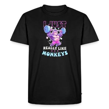 Monkey Lover Just Realy Like Monkeys - Men's Premium Organic T-Shirt - black - Front - Nico (187cm)
