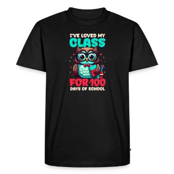100 Days Of School Teacher Loved My Class Owl - Men's Premium Organic T-Shirt - black - Front - Nico (187cm)