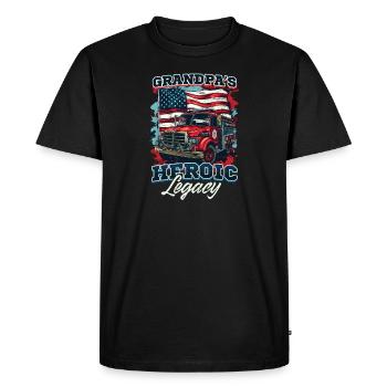 Grand-père pompier : Héritage héroïque - T-shirt Premium bio Homme - noir - Devant - Nico (187cm)