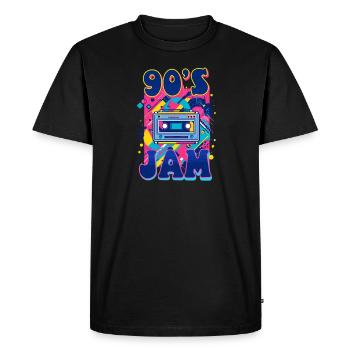90s R&B 90'S Jam - Men's Premium Organic T-Shirt - black - Front - Nico (187cm)