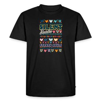 Handicap invisible Batailles silencieuses, âmes fortes - T-shirt Premium bio Homme - noir - Devant - Nico (187cm)