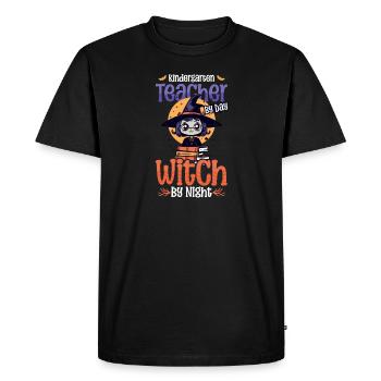 Maternelle Enseignant Enseignant le jour Sorcière la nuit - T-shirt Premium bio Homme - noir - Devant - Nico (187cm)