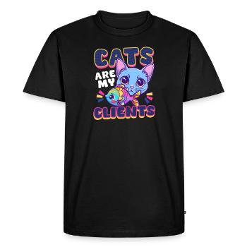 Les chats cat sitter sont mes clients - T-shirt Premium bio Homme - noir - Devant - Nico (187cm)
